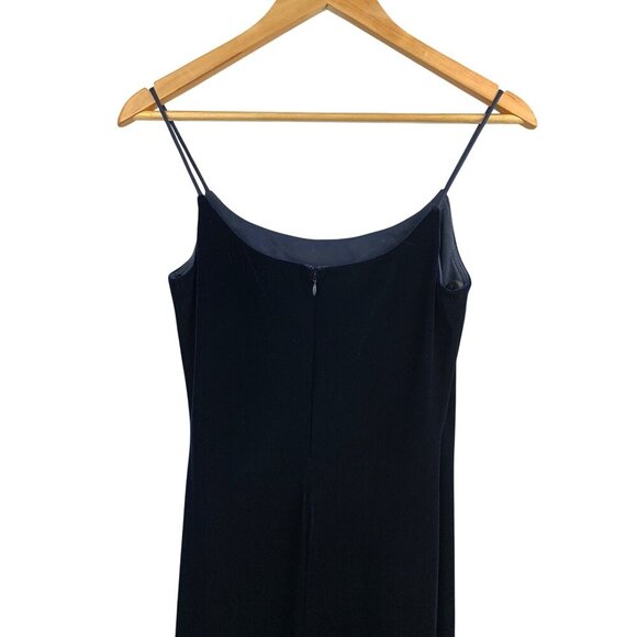 Betsy & Adam Vintage 90s Spaghetti Strap Velvet Gown With Floral Beading Detail - Picture 4 of 8